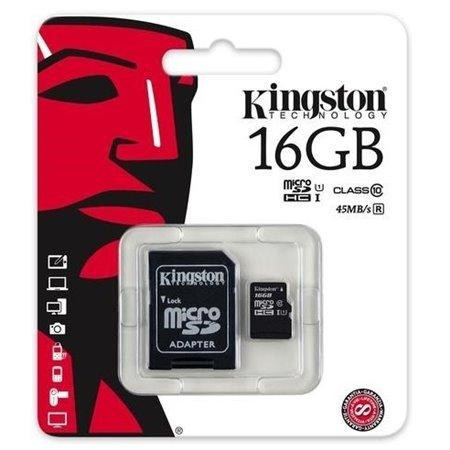 MicroSD HC 16GB Kingston class 10 z adapterem